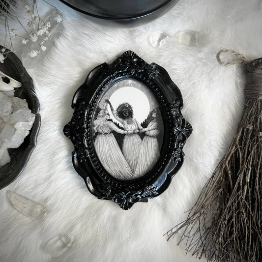 Sisters of the Moon - Mini Ornate Black Framed Art Print - Loved To Death