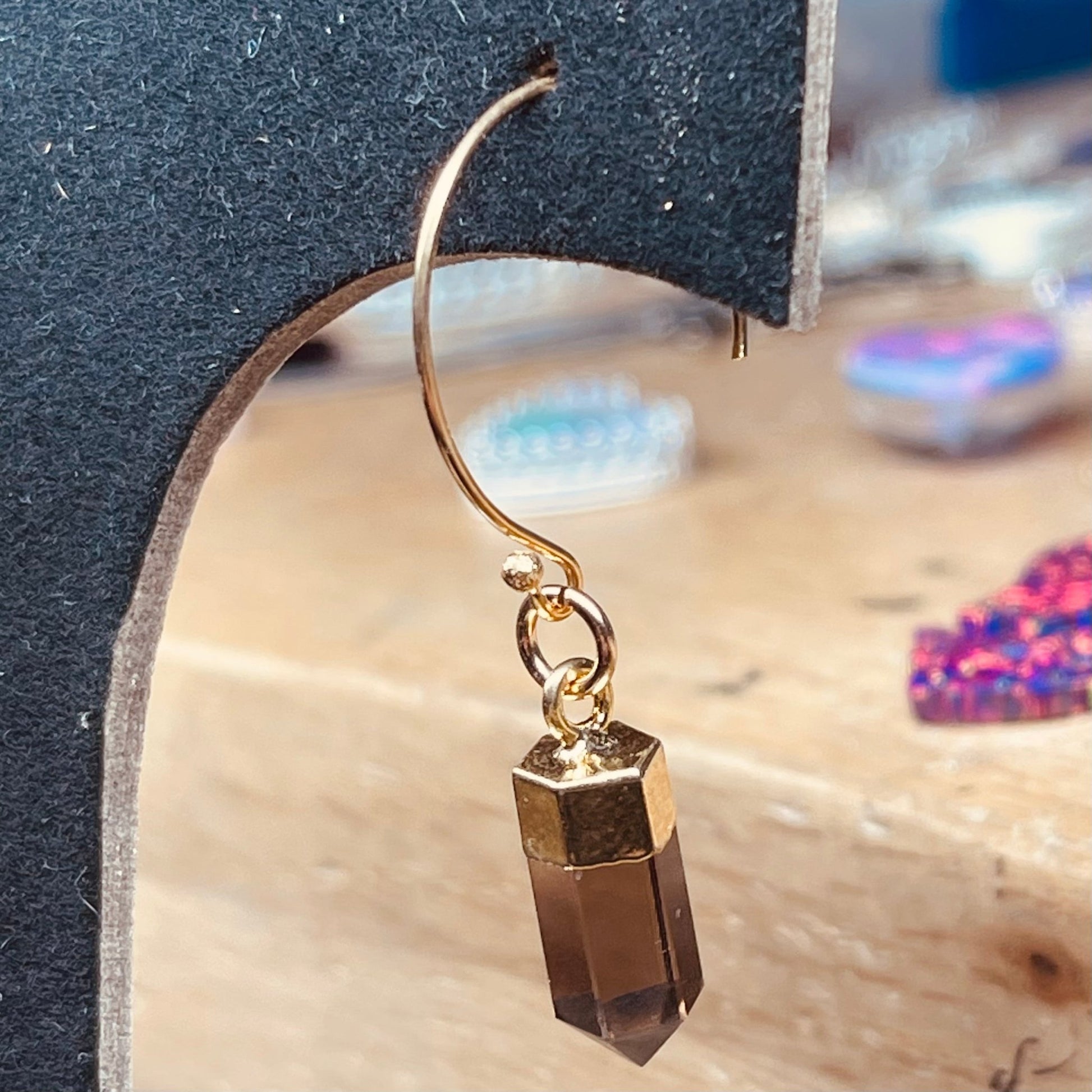 Smokey Quartz Mini Point Gold Filled Earrings - Loved To Death