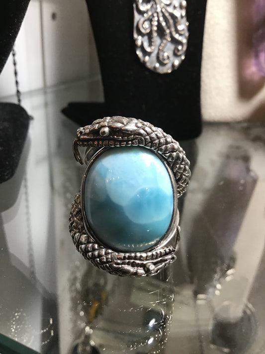 Snake Larimar Sterling Ring - Loved To Death