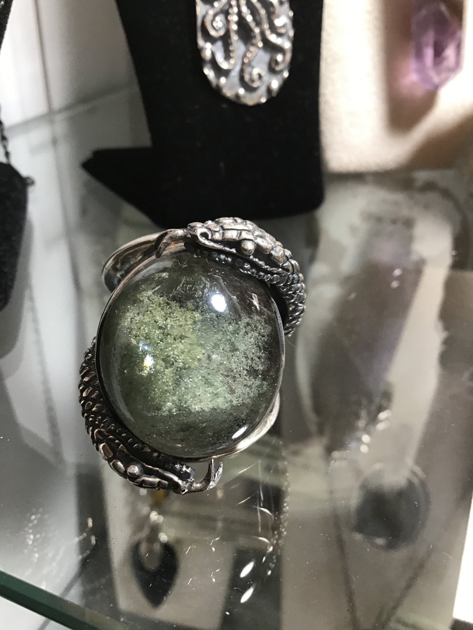Snake Lodolite Sterling Ring - Loved To Death