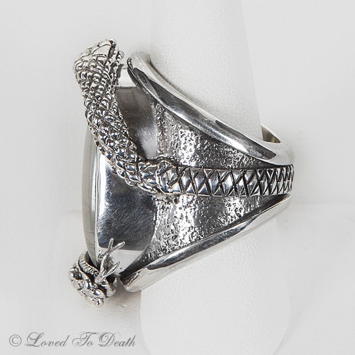 Snake Moonstone Sterling Ring - Loved To Death