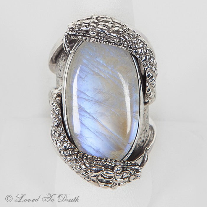 Snake Moonstone Sterling Ring - Loved To Death