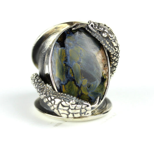 Snake Pietersite { Blue } Sterling Ring - Loved To Death
