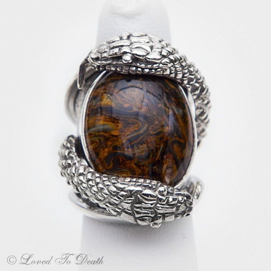 Snake Pietersite (Red) Sterling Ring - Loved To Death