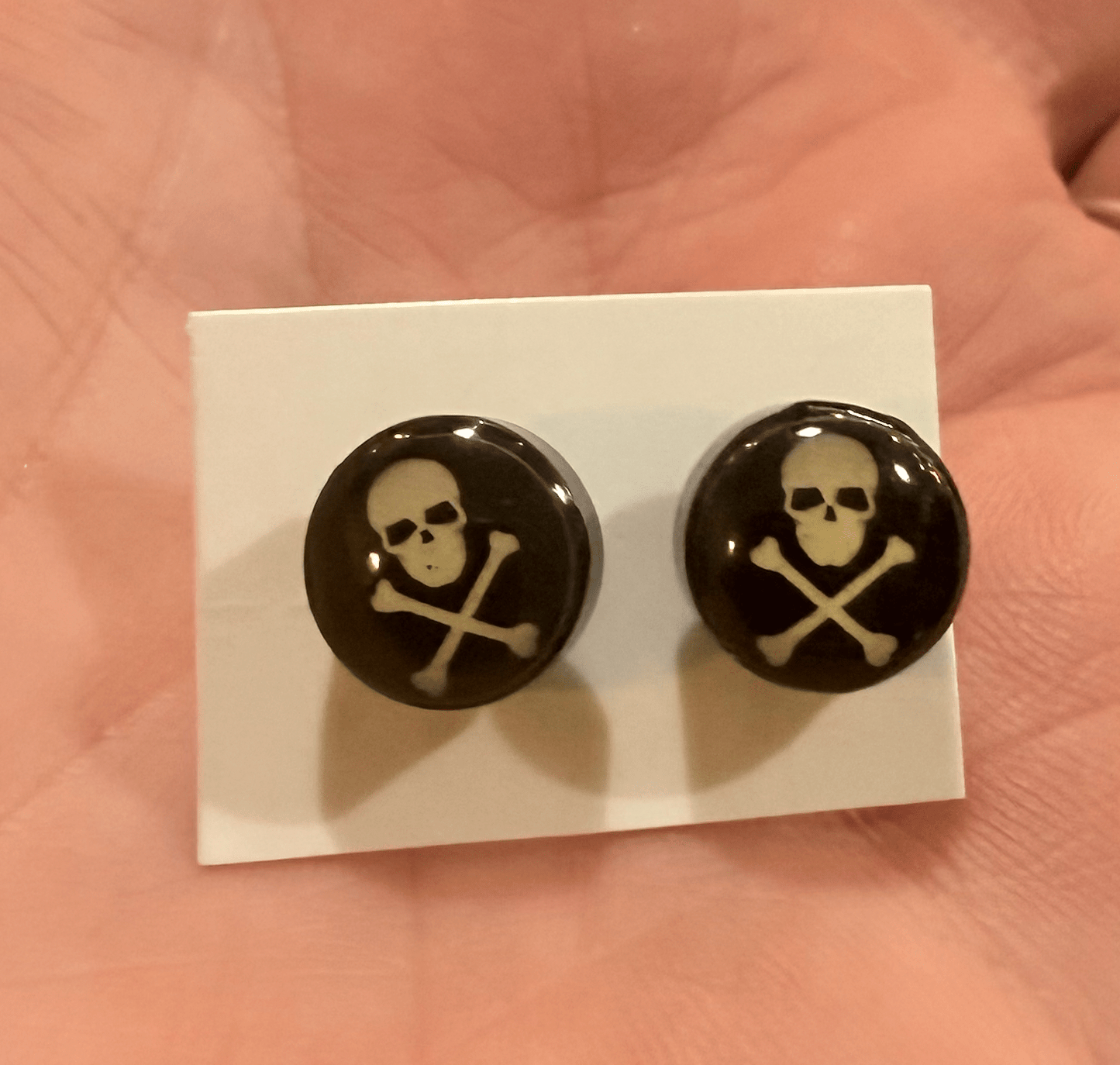 Sterling Acrylic Skull Crossbones Earrings - Loved To Death