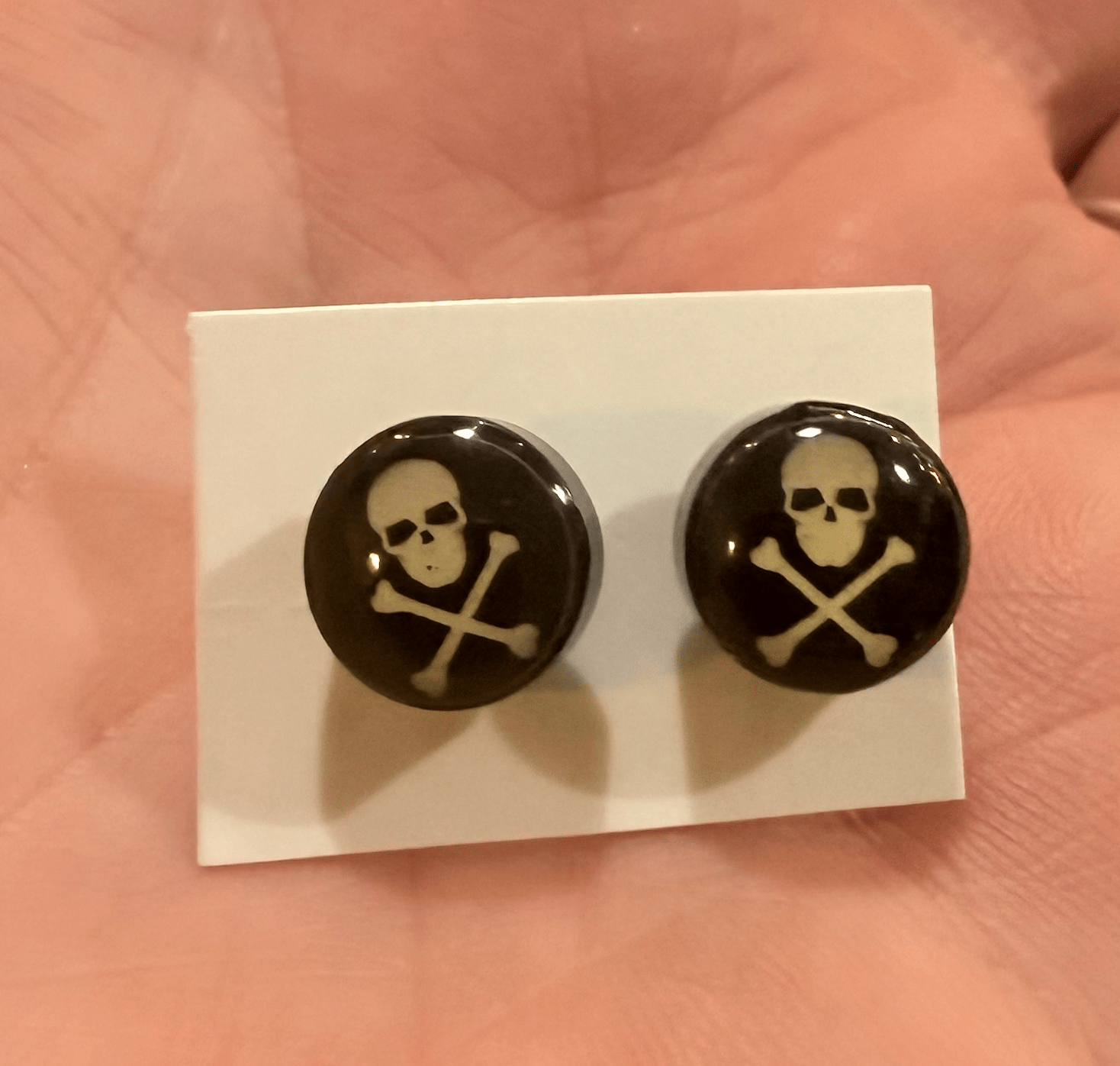 Sterling Acrylic Skull Crossbones Earrings - Loved To Death