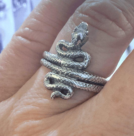 Sterling Coiled Snake RIng - Loved To Death