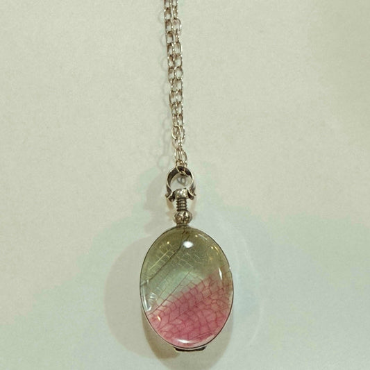 Sterling Double Sided Pink Glasswing Necklace - Loved To Death