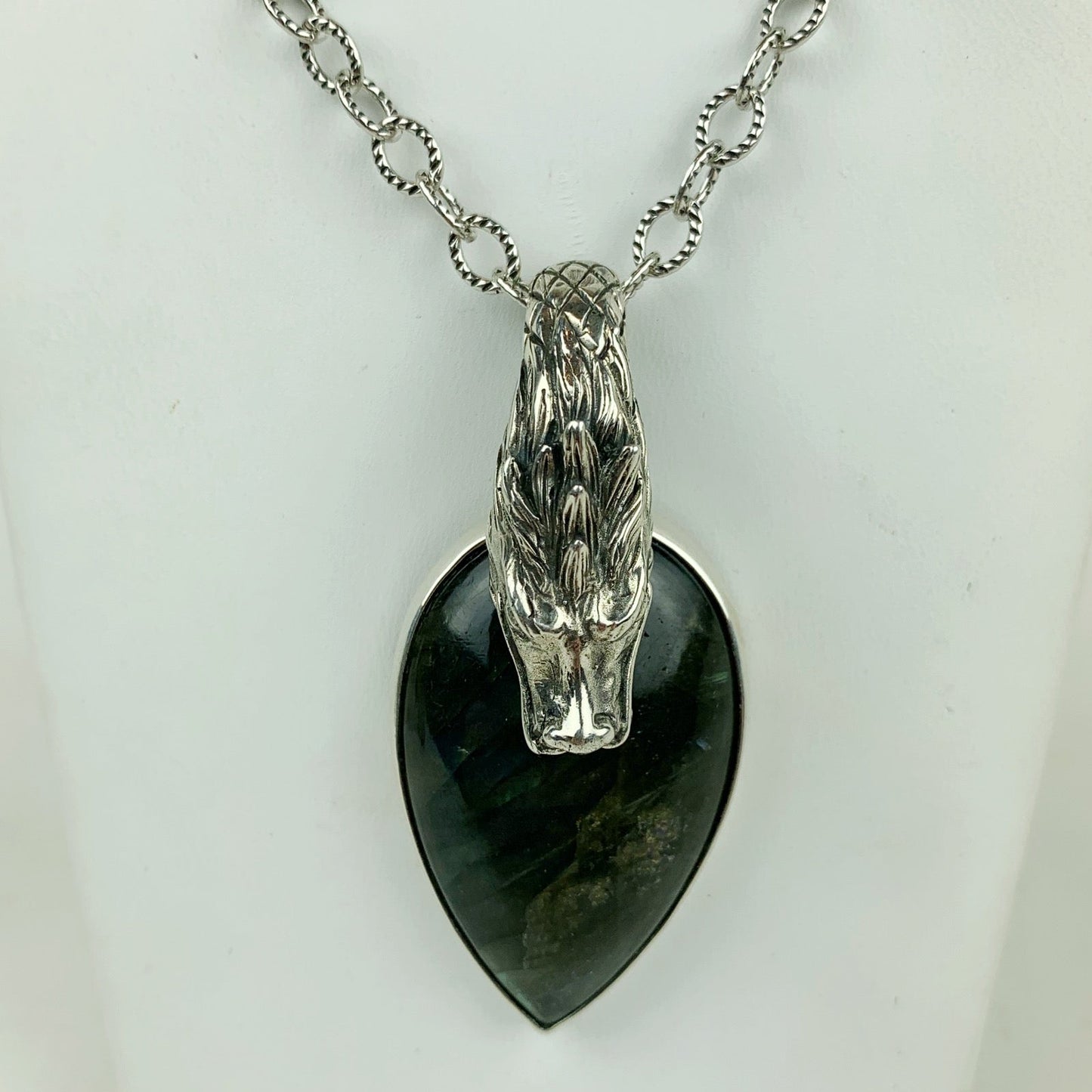 Sterling Dragon Labradorite Drop Necklace - Loved To Death