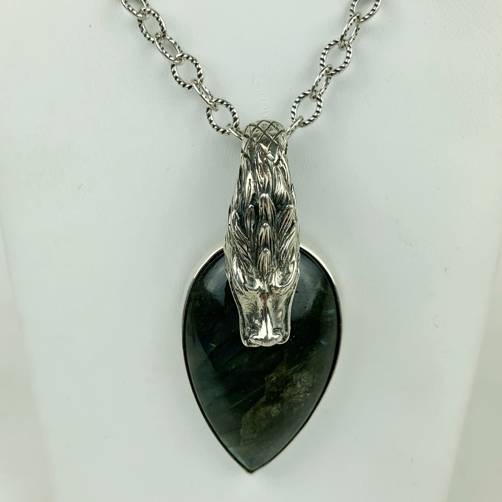 Sterling Dragon Labradorite Drop Necklace - Loved To Death
