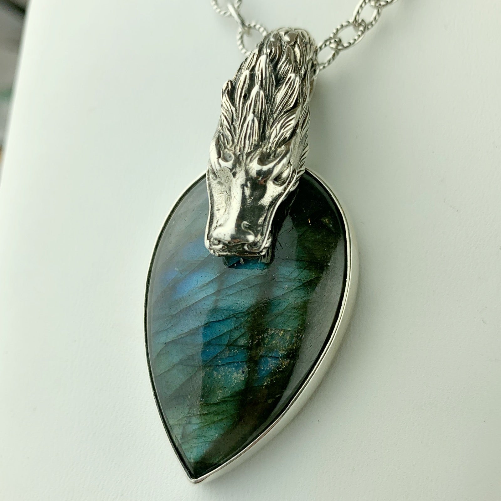 Sterling Dragon Labradorite Drop Necklace - Loved To Death