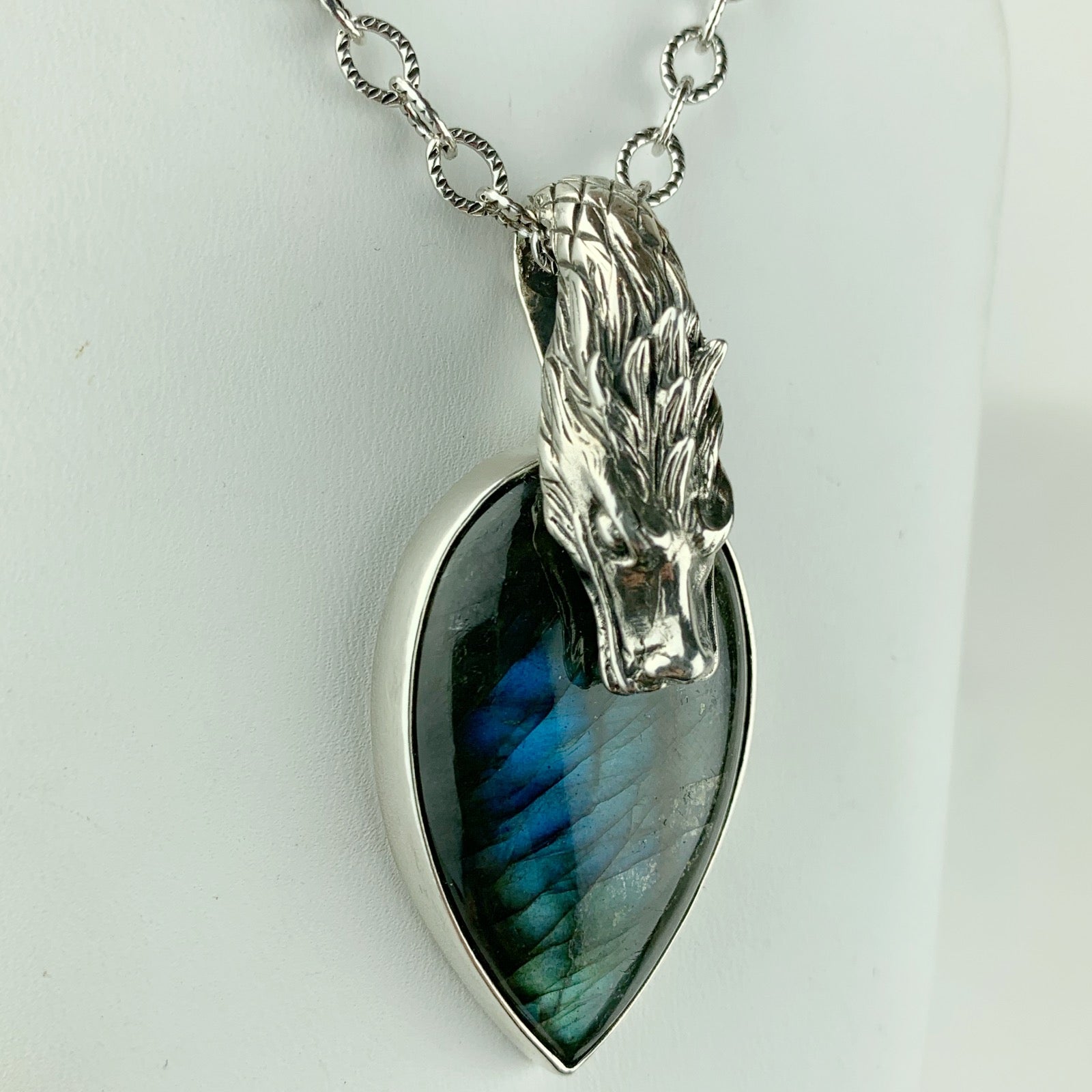 Sterling Dragon Labradorite Drop Necklace - Loved To Death
