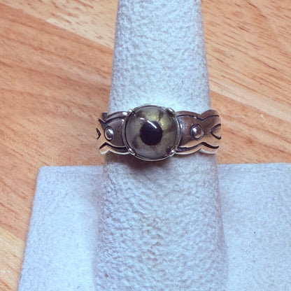 Sterling Green Snake Reptlie Eye Ring - Loved To Death