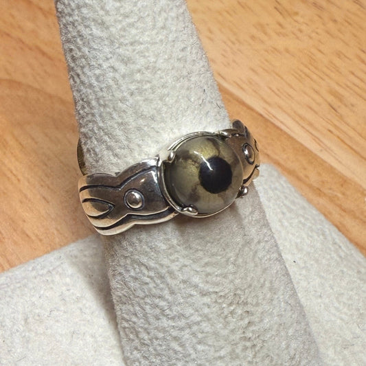 Sterling Green Snake Reptlie Eye Ring - Loved To Death