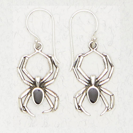 Sterling Onyx Spider Earrings - Loved To Death