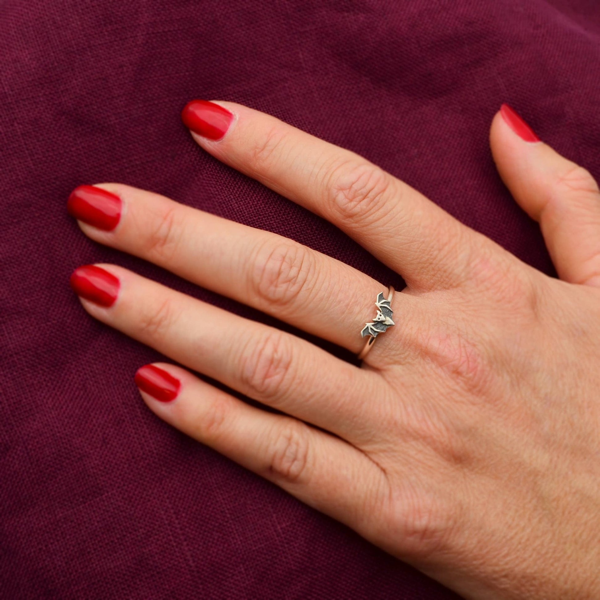 Sterling Silver Bat Ring - Loved To Death