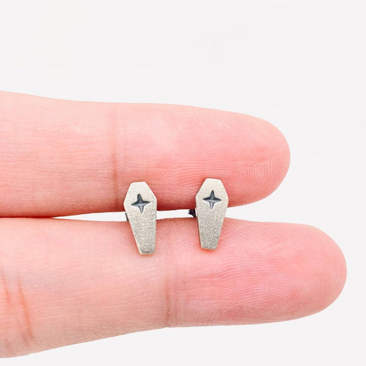 Sterling Silver Death Cross Ear Studs - Loved To Death