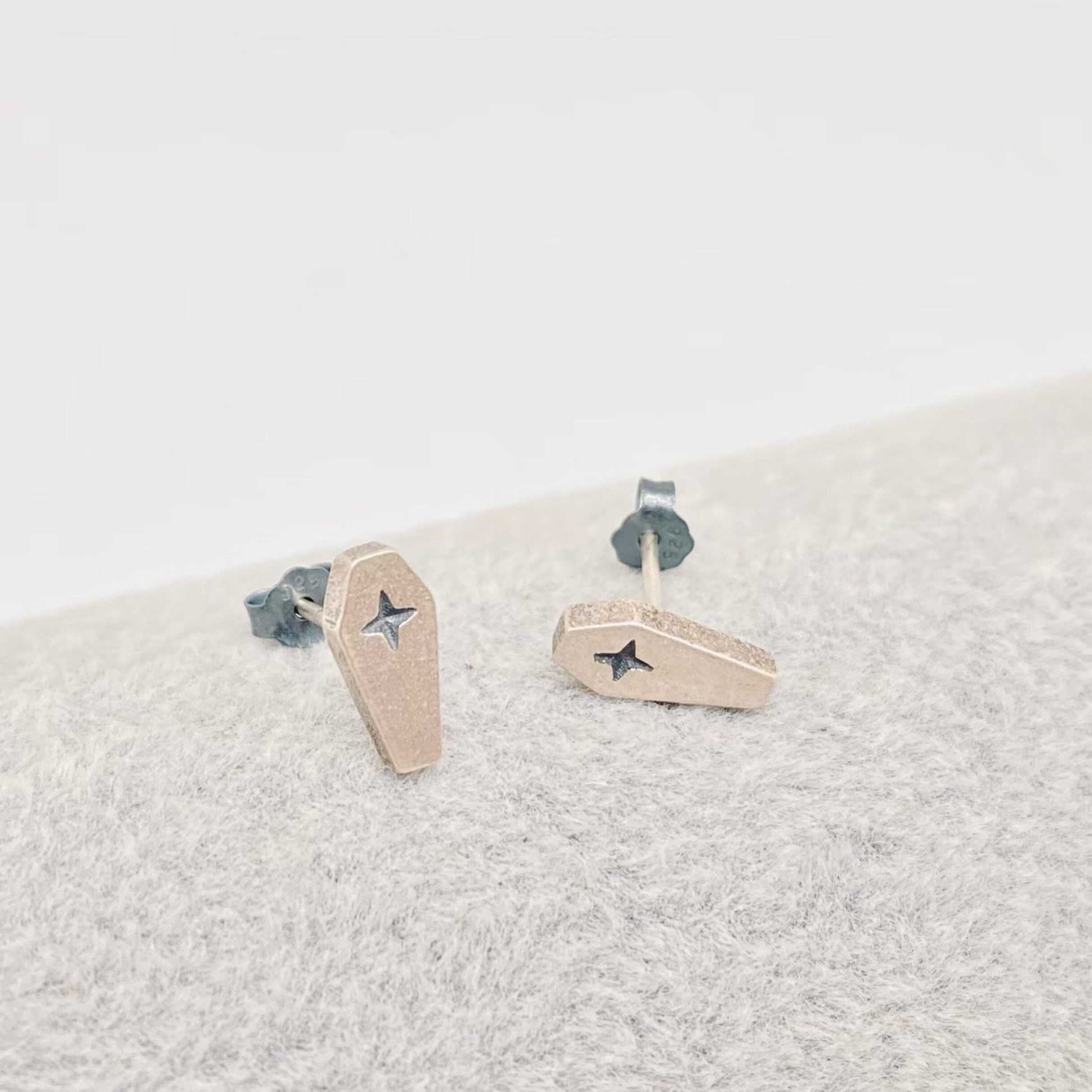 Sterling Silver Death Cross Ear Studs - Loved To Death