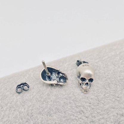 Sterling Silver Gothic Skull Stud Earrings - Loved To Death
