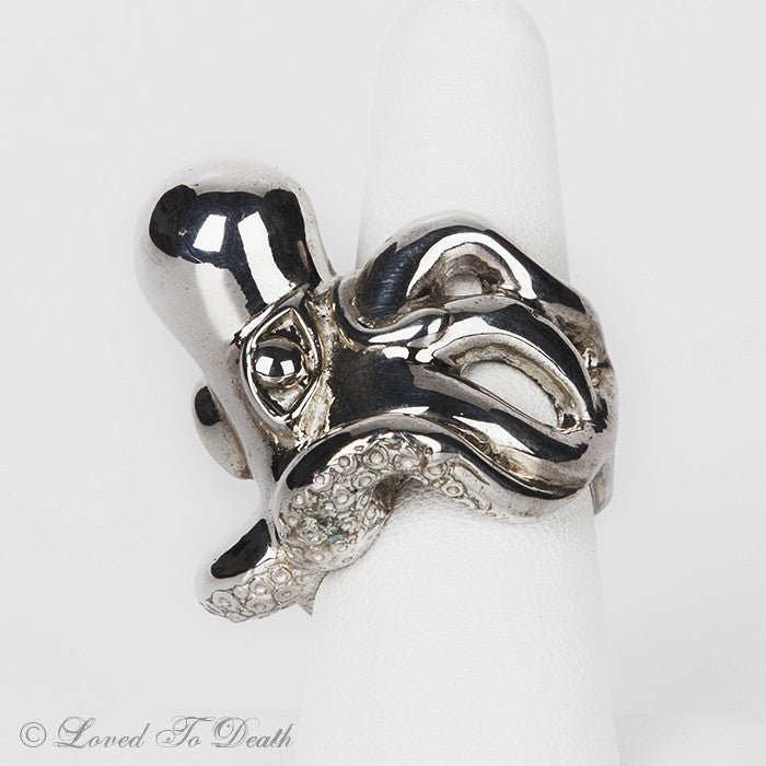 Sterling Silver Large Octopus Ring - Loved To Death