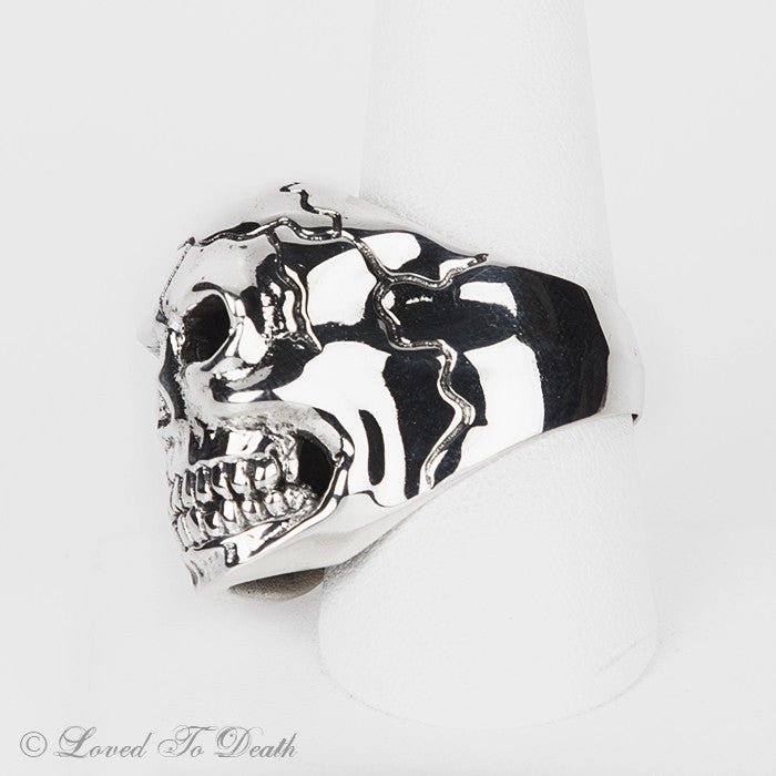 Sterling Silver Large Skull Ring - Loved To Death