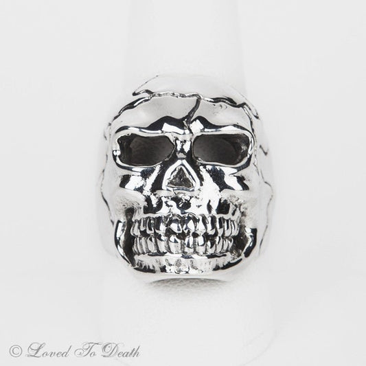 Sterling Silver Large Skull Ring - Loved To Death