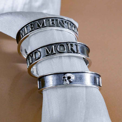 Sterling Silver Memento Mori Ring - Loved To Death