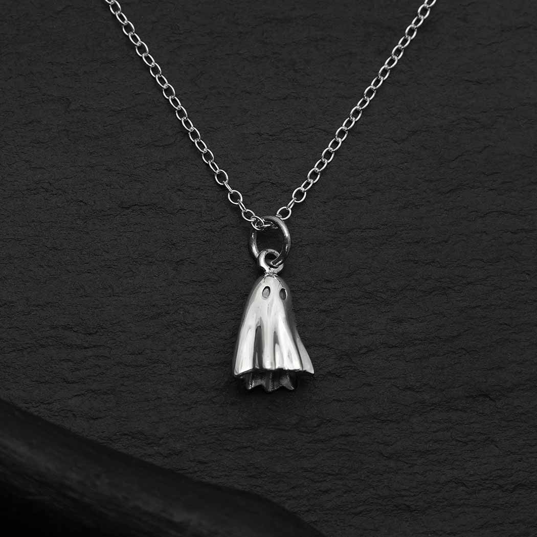 Sterling Silver or Bronze 3D Ghost Necklace - Loved To Death