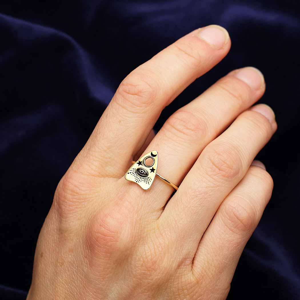 Sterling Silver or Bronze Ouija Planchette Ring - Loved To Death