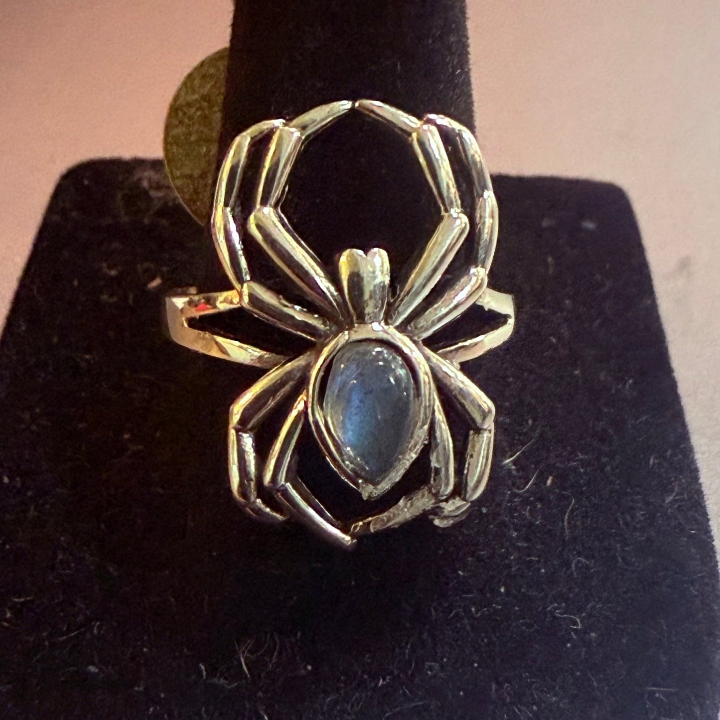 Sterling Silver Spider Labradorite Ring - Loved To Death