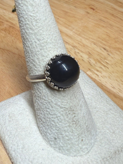 Sterling Taxidermy Glass Raven Eye Ring Crown Setting - Loved To Death