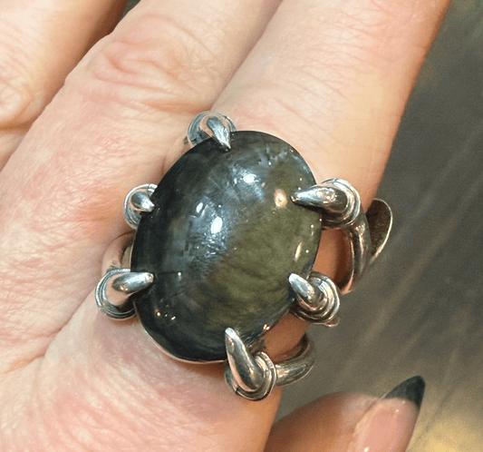 Sterling Velvet Obsidian Claw Ring - Loved To Death