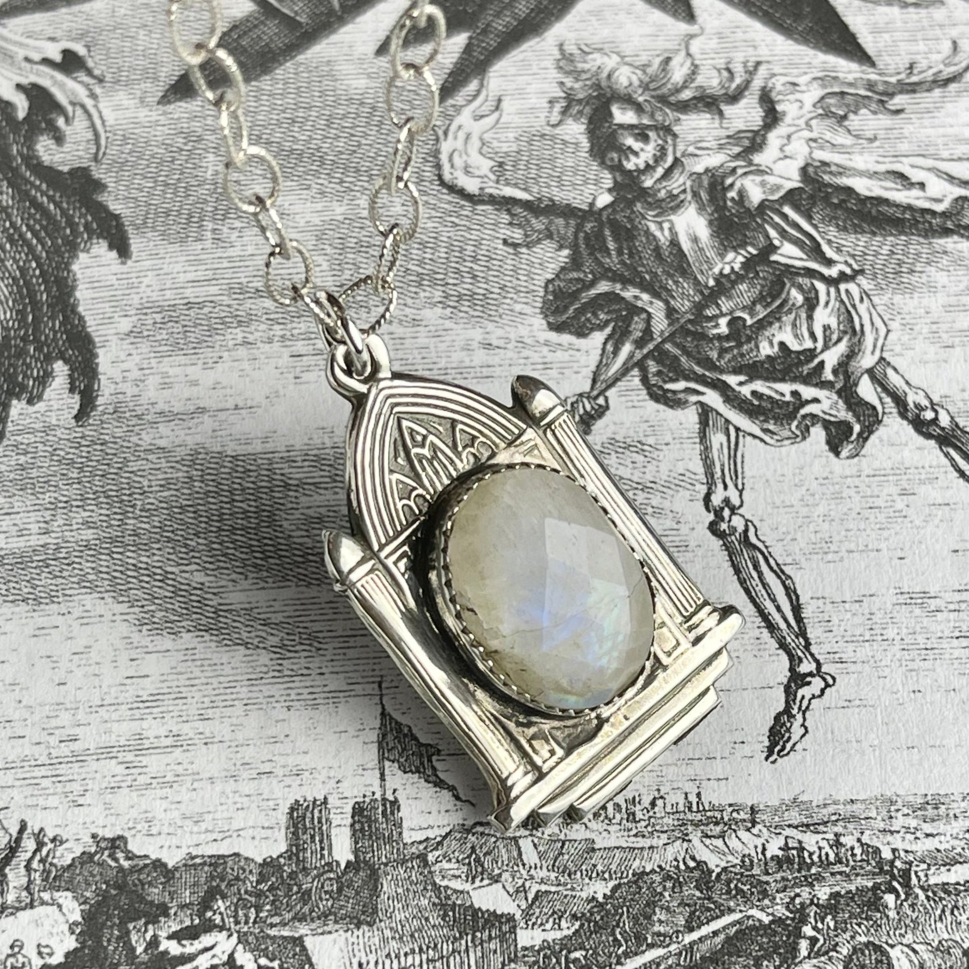 Victorian Birdcage Sterling Necklace Moonstone – Loved To Death