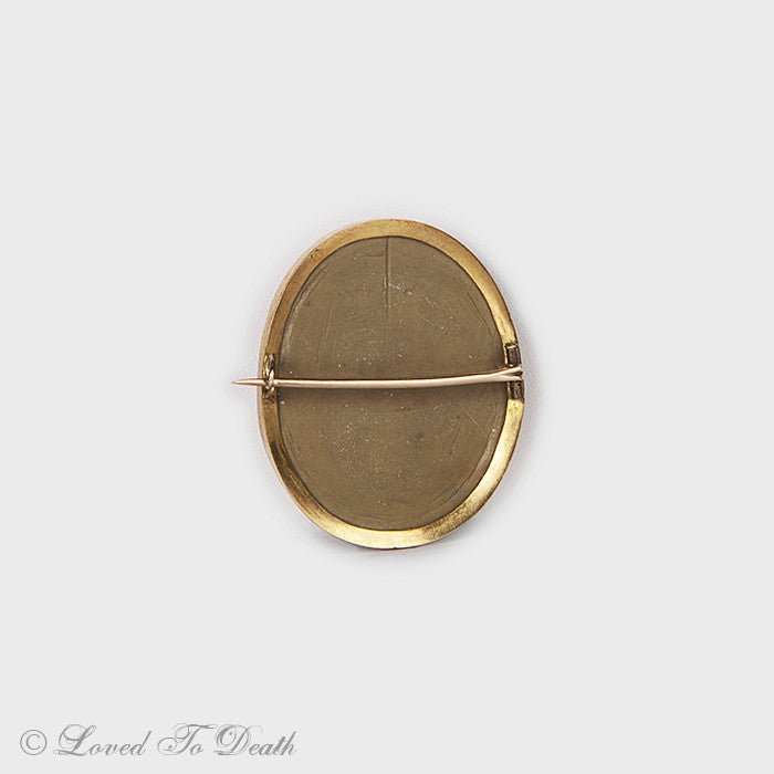 Victorian Edwardian Lava Cameo Brooch - Loved To Death