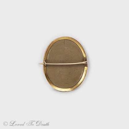 Victorian Edwardian Lava Cameo Brooch - Loved To Death