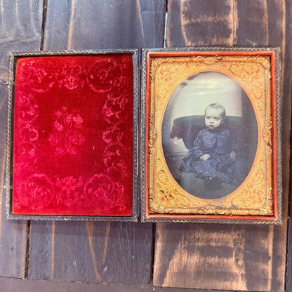 Victorian Hand Tinted Large Tintype In Case - Loved To Death