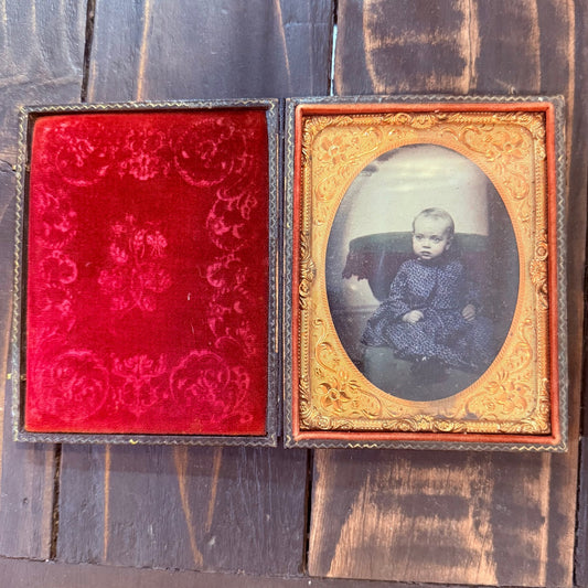 Victorian Hand Tinted Large Tintype In Case - Loved To Death