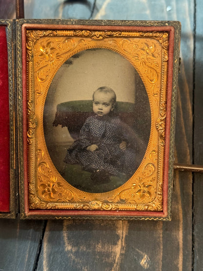 Victorian Hand Tinted Large Tintype In Case - Loved To Death