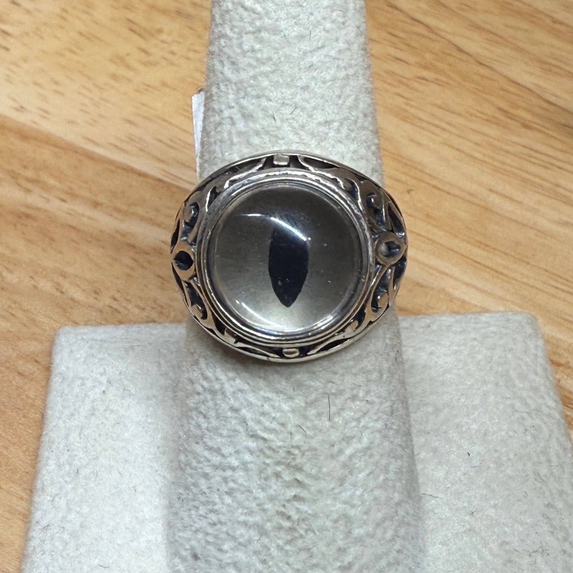 Victorian Inspired Sterling Filigree Clear Shark Taxidermy Eye Ring - Loved To Death