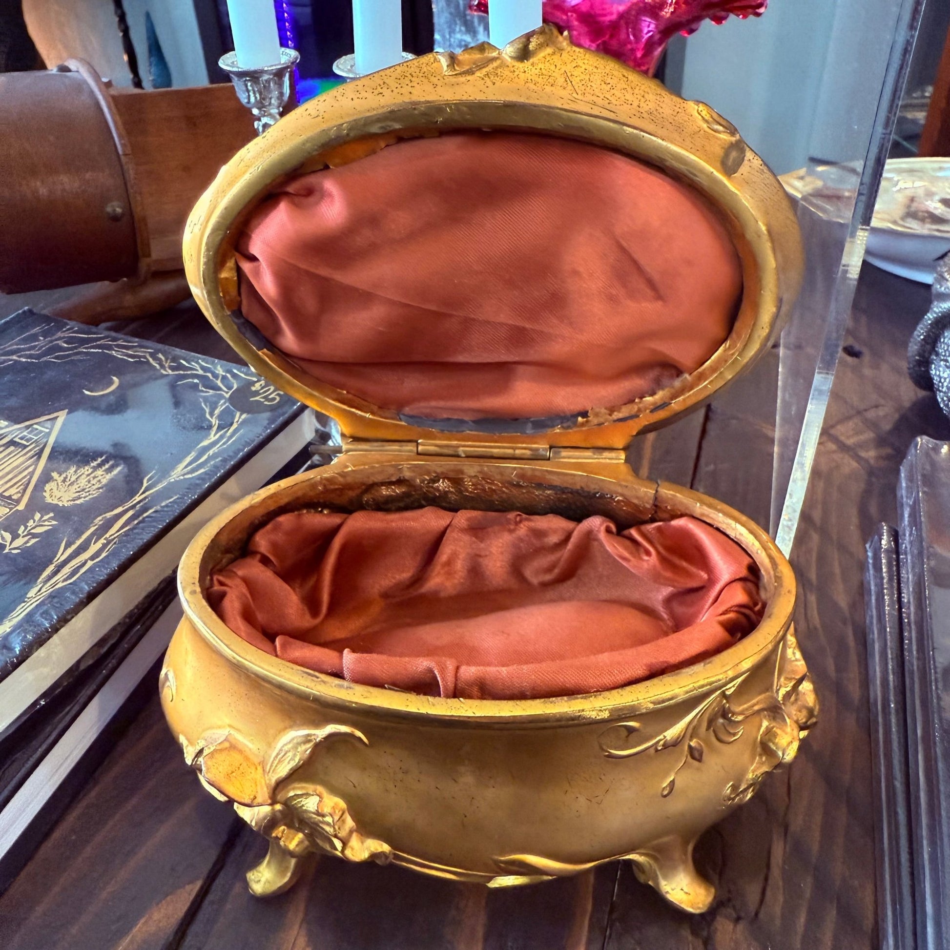Victorian Large 6” Gold Casket Jewelry Box - Loved To Death