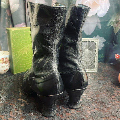 Victorian Roberts Rand Black Leather Witch Boots - Loved To Death