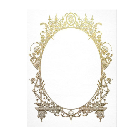 Victorian Skeleton Frame Gold Foil Flat Card - Loved To Death