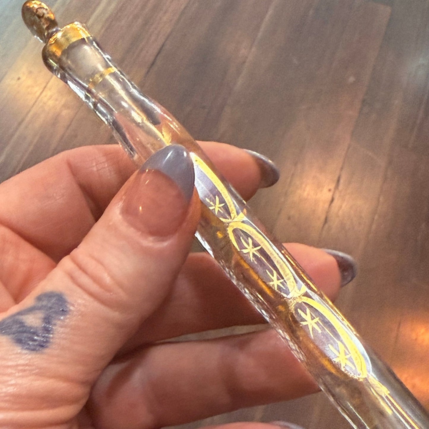 Victorian Tear Catcher Lachrymatory Gold Gilt Vial - Loved To Death