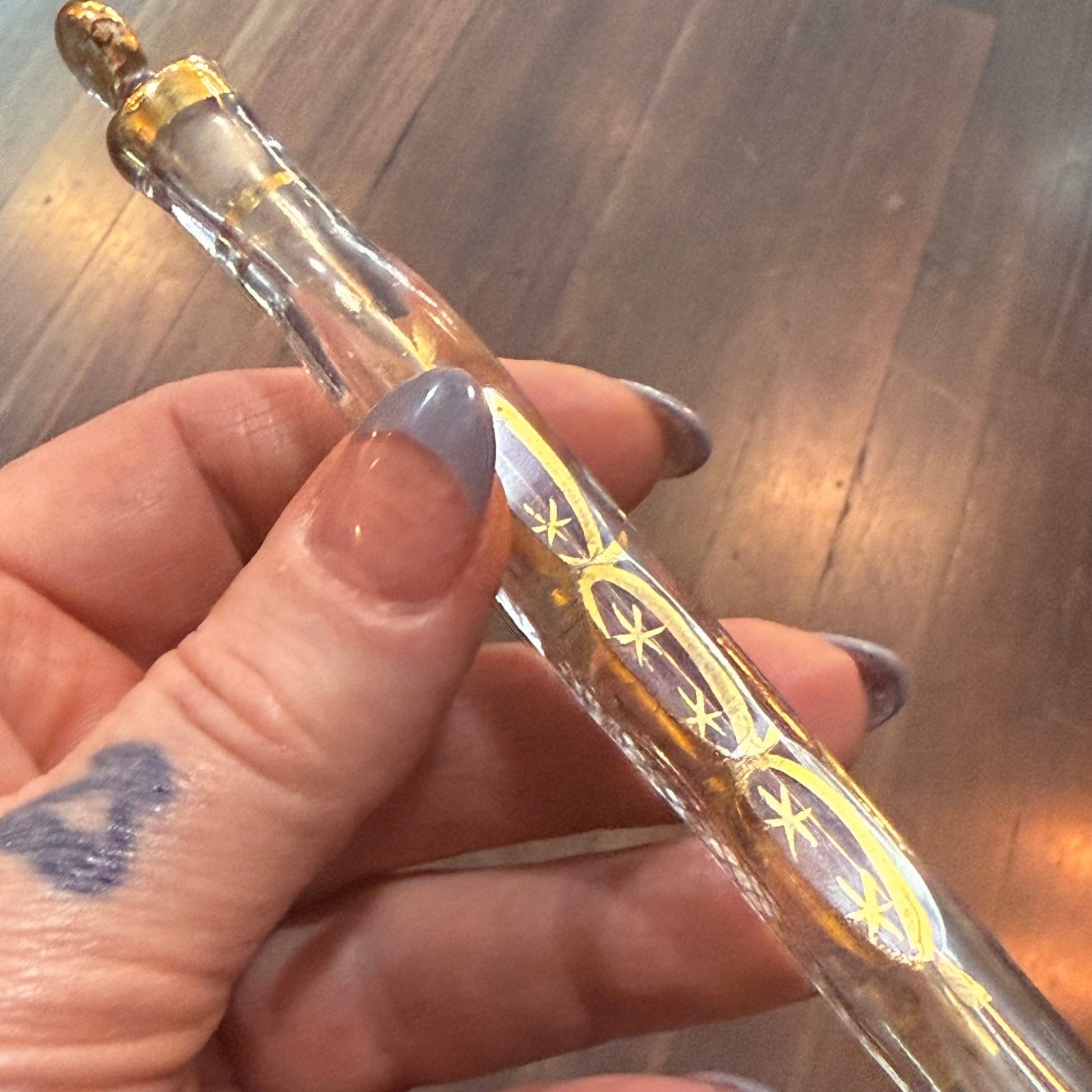 Victorian Tear Catcher Lachrymatory Gold Gilt Vial - Loved To Death