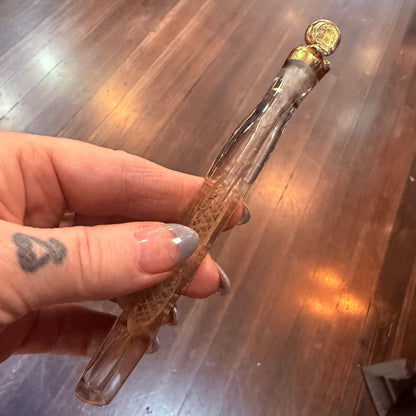 Victorian Tear Catcher Lachrymatory Gold Gilt Vial - Loved To Death