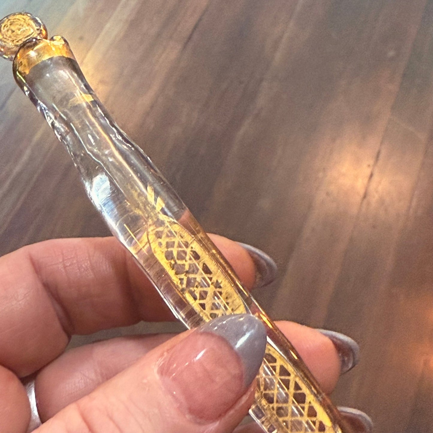 Victorian Tear Catcher Lachrymatory Gold Gilt Vial - Loved To Death