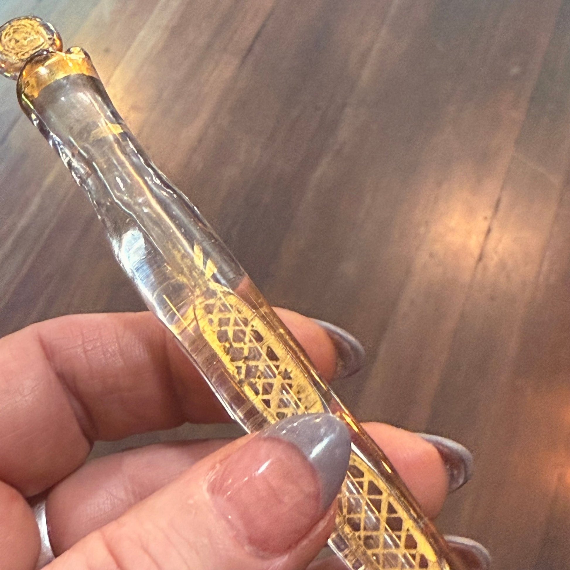 Victorian Tear Catcher Lachrymatory Gold Gilt Vial - Loved To Death