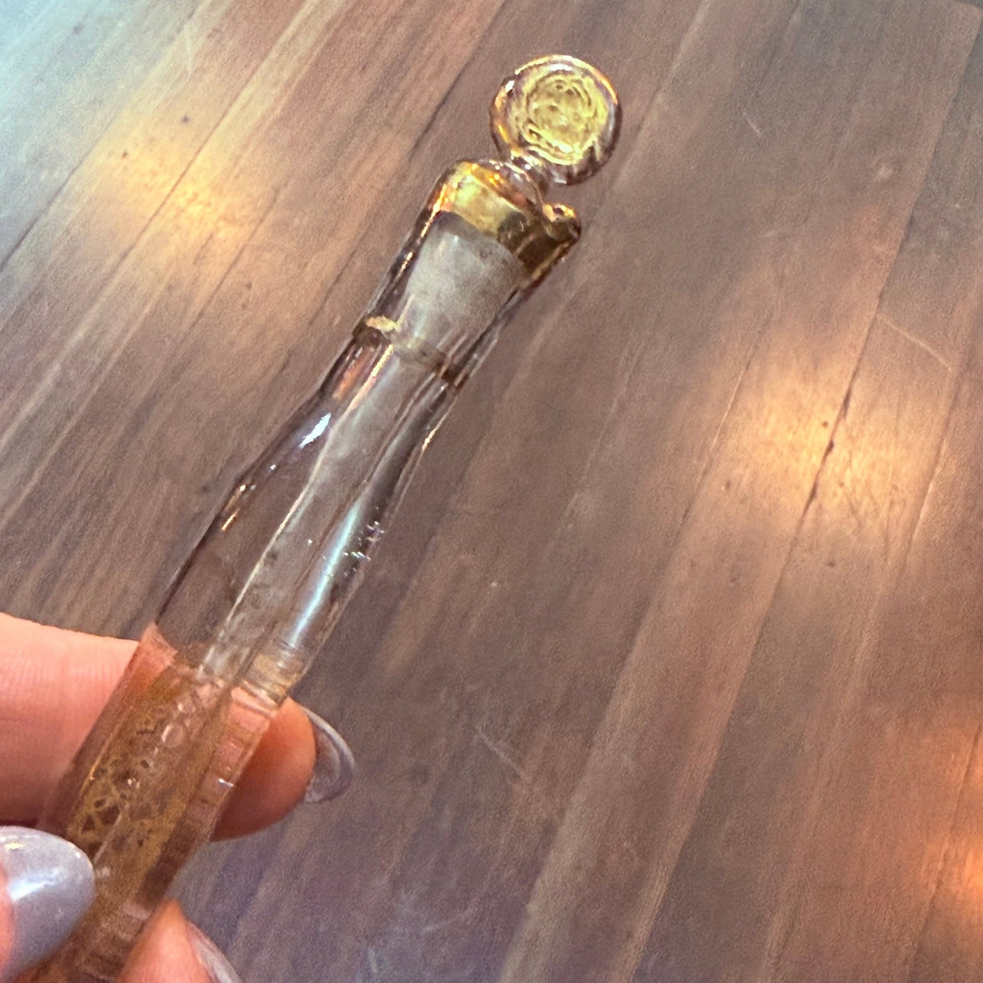 Victorian Tear Catcher Lachrymatory Gold Gilt Vial - Loved To Death