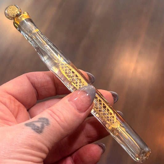 Victorian Tear Catcher Lachrymatory Gold Gilt Vial - Loved To Death
