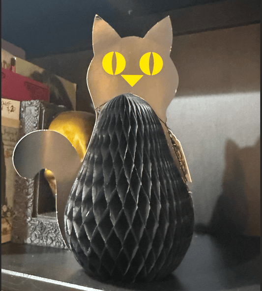 Vintage Honeycomb Black Cat halloween Decor - Loved To Death